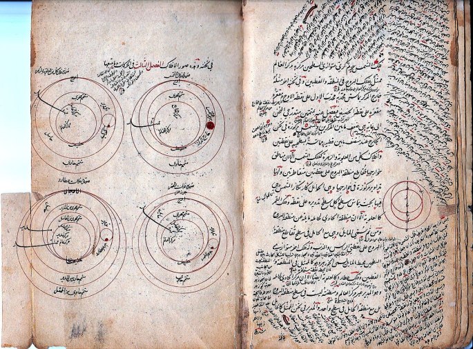مخطوطة لكتاب عربي في علم الفلك يوضح ظاهرتي الخسوف والكسوف في القرون الوسطى